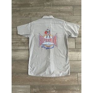Vintage Superman 90s Warner Brothers Dickies Casual Button Down Mens Medium RARE